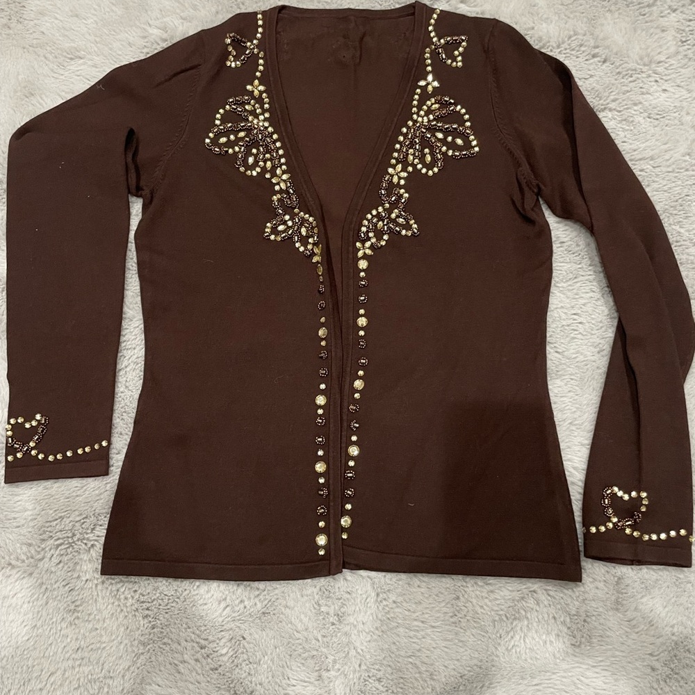 Brown Matching set with gold and brown beads/gold rinestones top